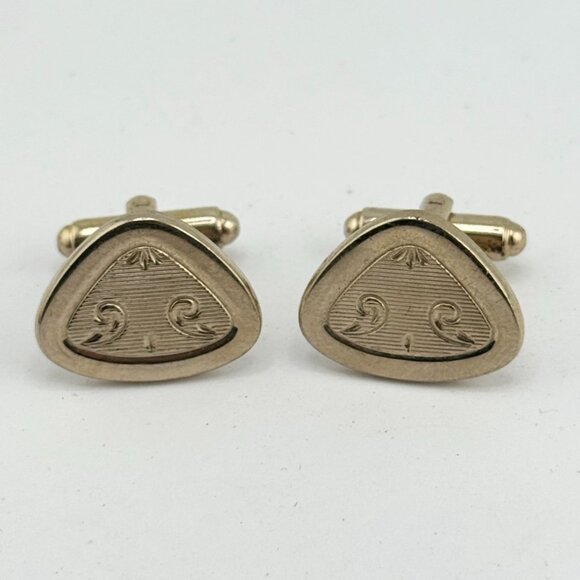 Vintage gold tone unisex cuff links - Picture 1 of 4